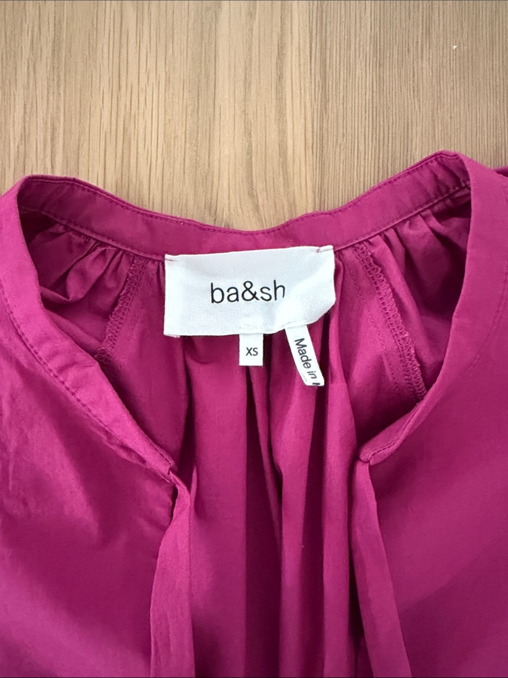 ba&sh Fuchsia Puff-Sleeve Tie-Front Blouse XS - Picture 2 of 5